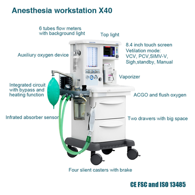 Ameliyat odası için dokunmatik ekranlı anestezi solunum cihazı X40